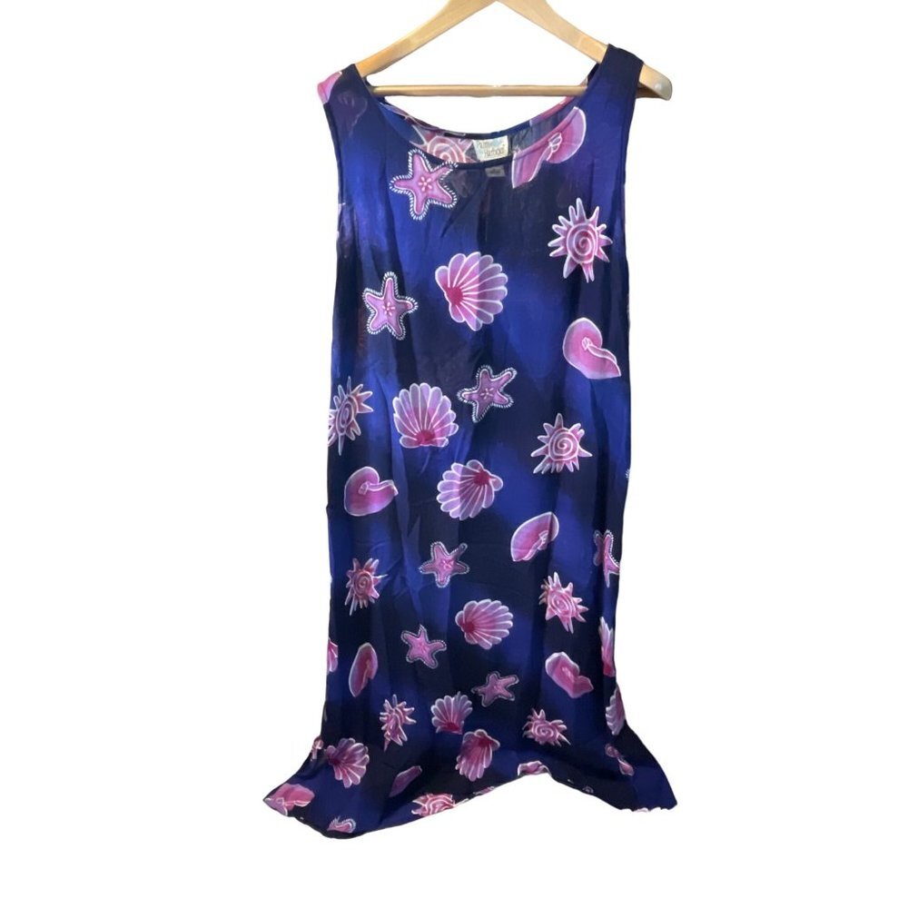 Palm Harbour Blue Pink Sea Life Sleeveless Maxi Dress Sz XL